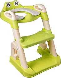Assento Redutor Infantil Ergonômico Acolchoado, Verde com Escadinha e Ajuste de Altura - Troninho para Desfralde Seguro, Estável e Confortável - Para Meninos e Meninas