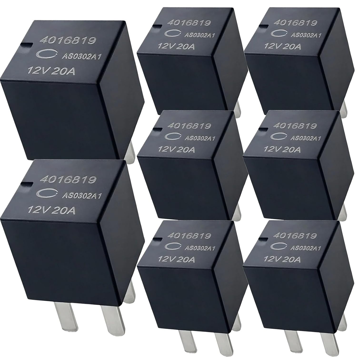 8pcs 4016819 Fuse Box Relay 12V 20A (SPST), Fits Polaris RZR 570/800/900/1000 2010–2019, Ranger & General 2018–2025, Slingshot 2018; Replaces 4011283; 4016186