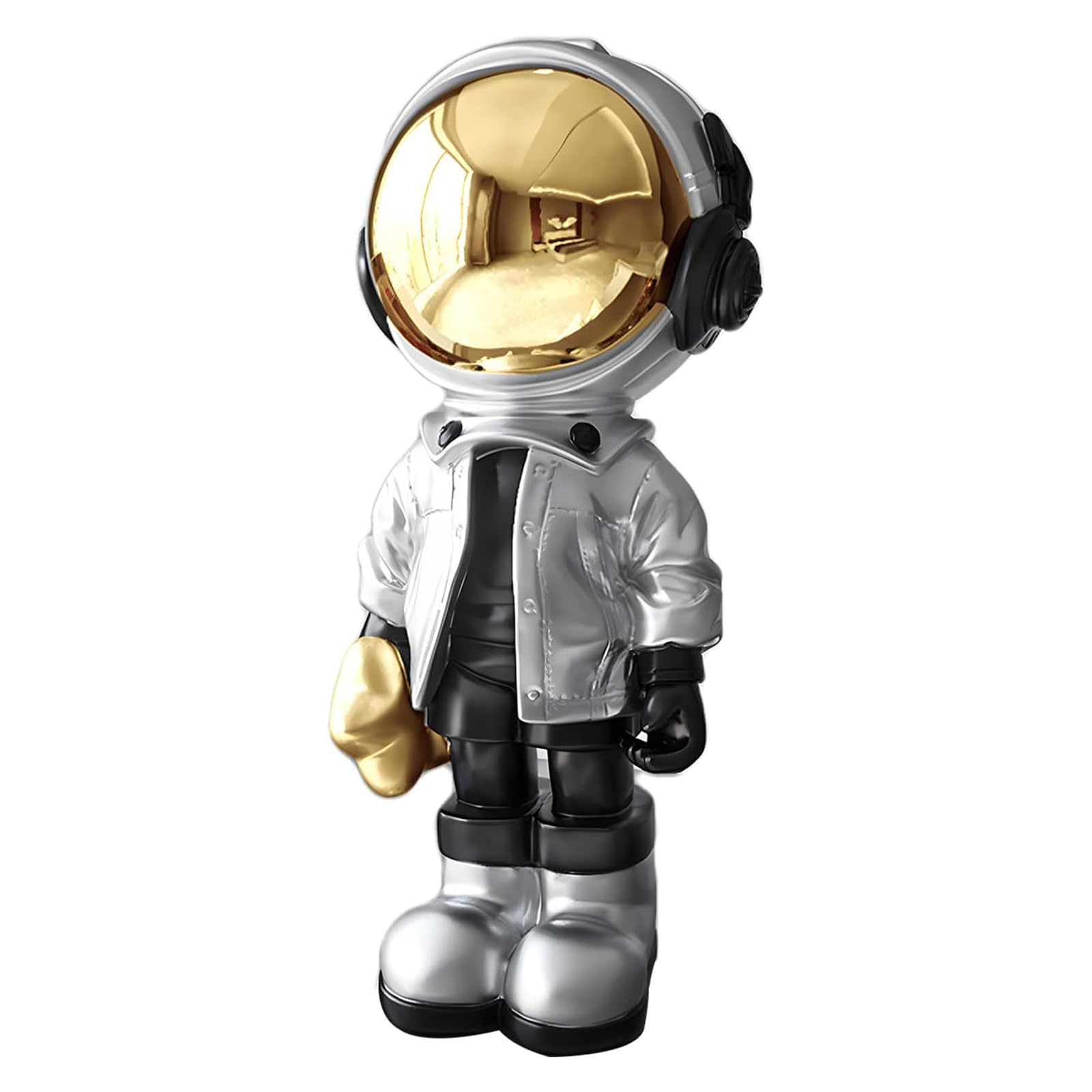 Figura de astronauta de resina con espejo y detalle de estrella, escultura de astronauta para decoración de interiores, adorno de escritorio, escritorio de oficina