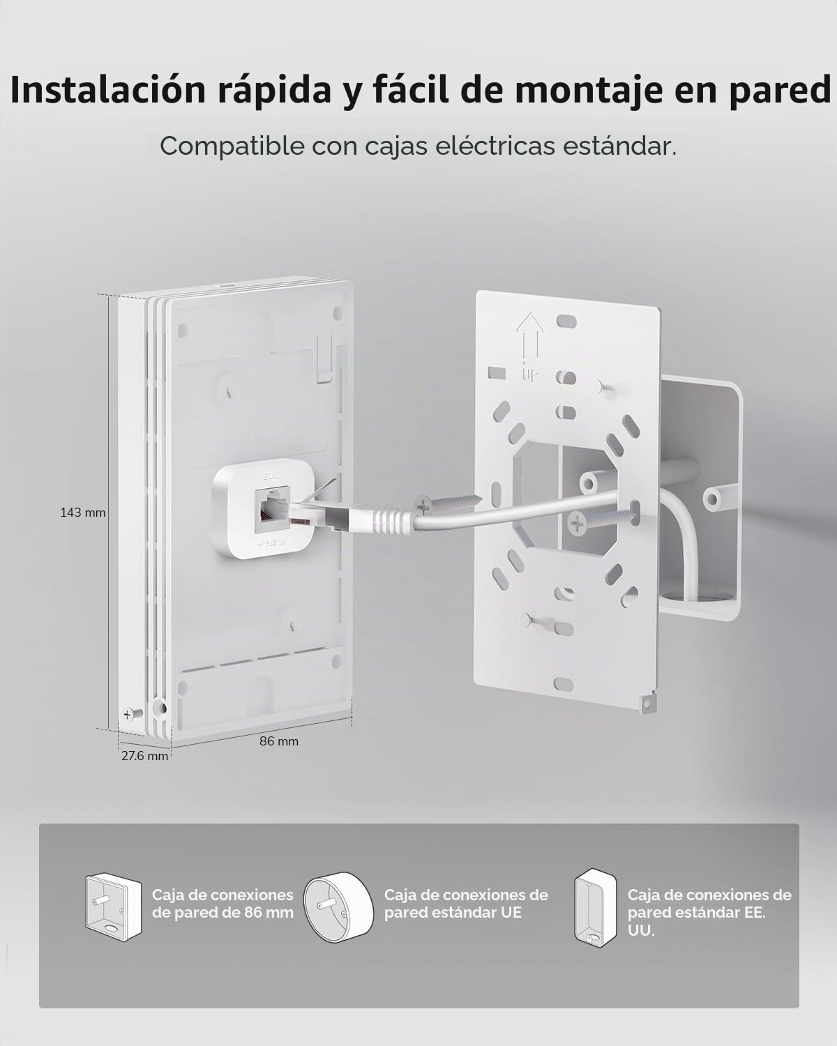 Cudy AP3000 - Placa de pared WiFi 6 AX3000, punto de acceso inalámbrico Gigabit, compatible con OFDMA y MU-MIMO, alimentación PoE, control de aplicación o configuración web