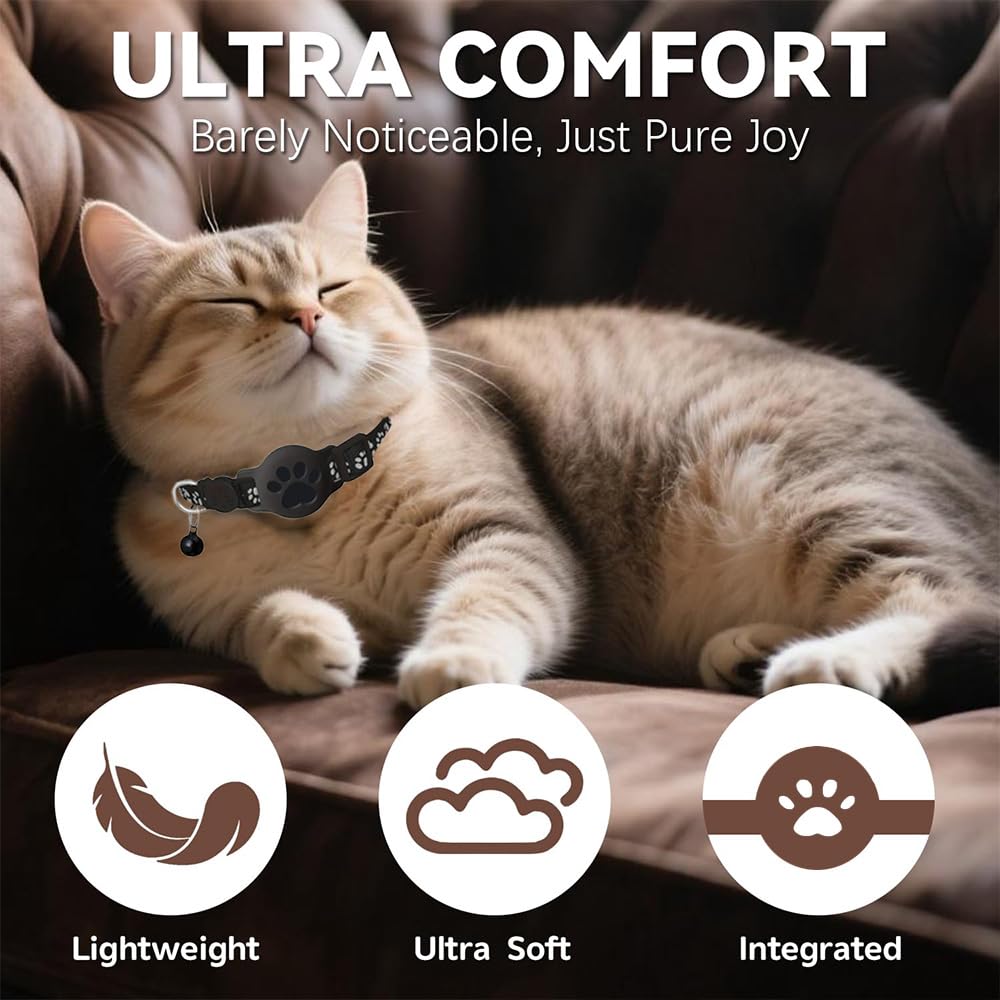 Cat Gps Collar, Gps for Cats Without SIM Without Subscription, GPS Locator for Cat, Works with Google, Find My (Android Only) (Collar + White Tracker) - 5