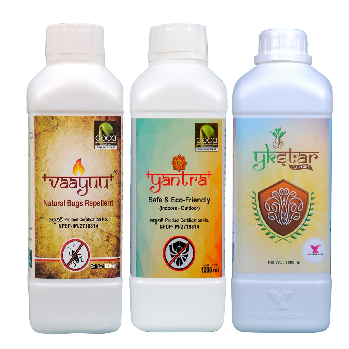YK Laboratories Vaayu Yantra YK Star, Crop Growth Promoter & Controls Black Thrips - (1L+1L+1L)