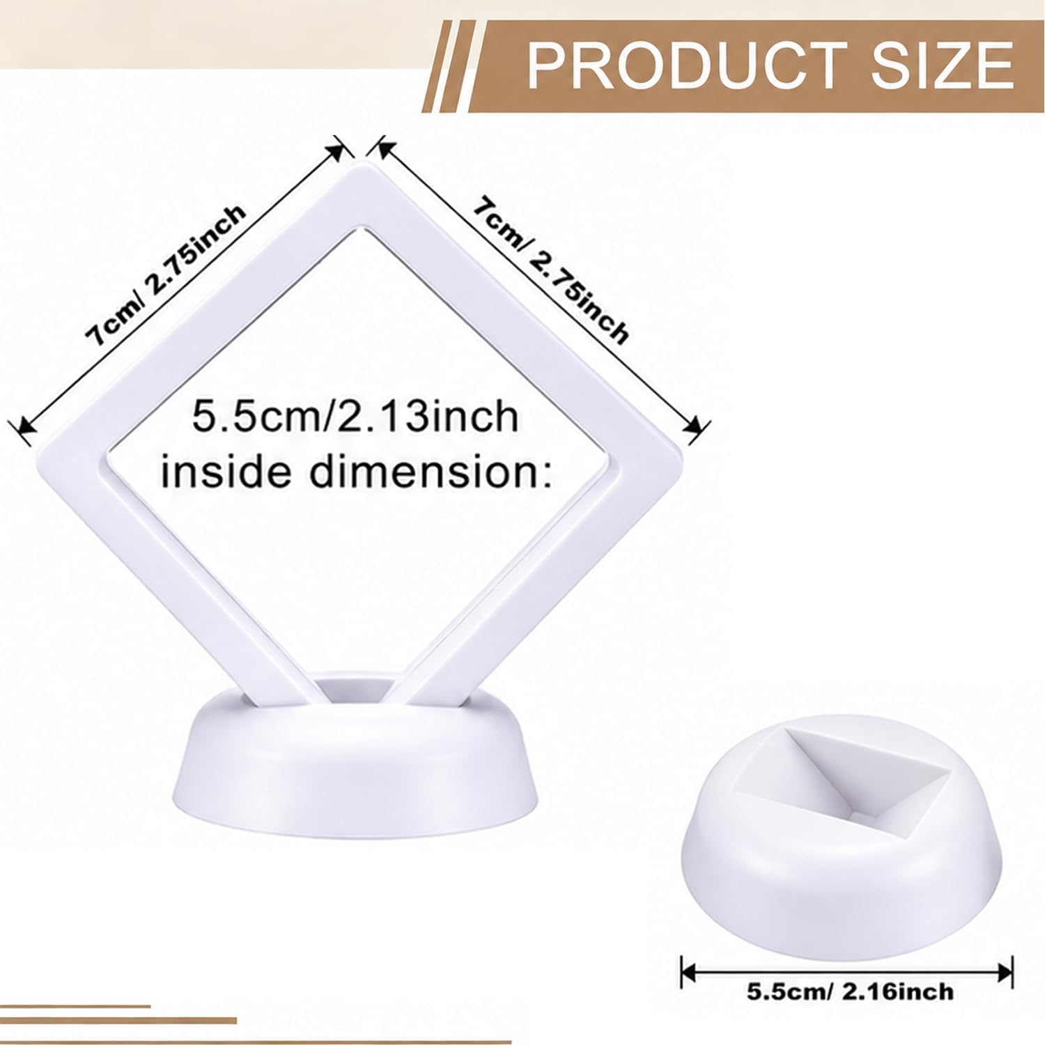 4Pcs 3D Floating Display Case ,White 2.75x2.75x0.8 Inch image 2