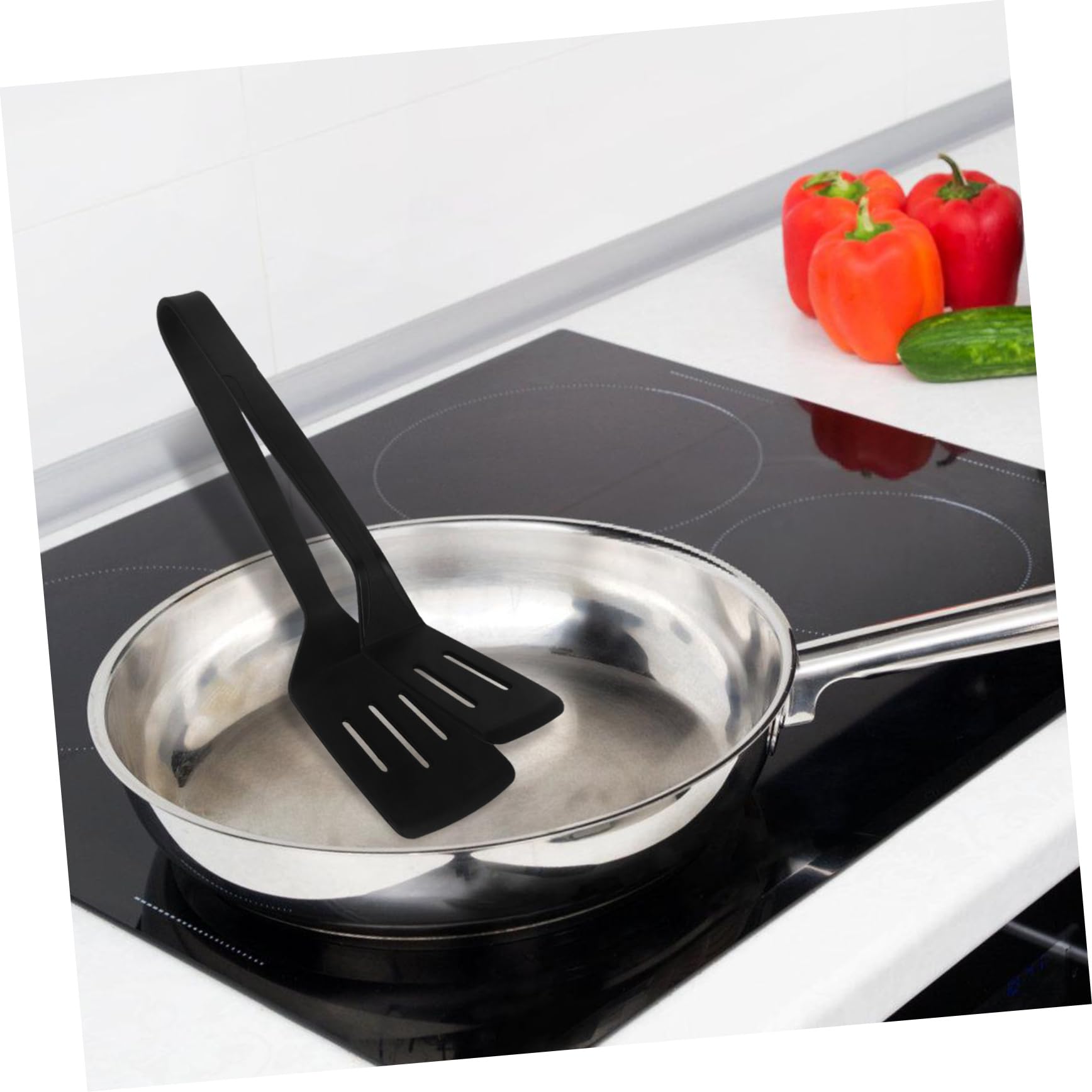 POPETPOP 5 Stück Bratspatel-Clip Essensclips Burger-Smasher Essenszange Zange Küche Grill spachtel Küchenkochzange Küchenspatel Steakklemme Lebensmittelspatelzange Kochen Kieselgel Schwarz