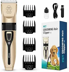 Máquina de Tosa Pet Profissional Sem Fio Recarregável – Aparador de Pelos para Cães e Gatos com 4 Pentes de Corte, Motor Silencioso, Lâmina de Precisão e Cabo USB – Kit Completo de Grooming