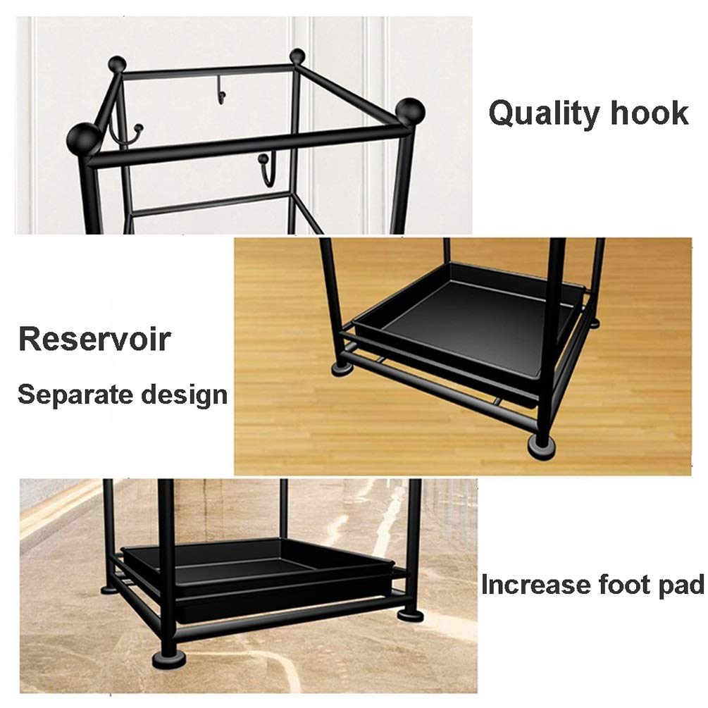Nero Autoportante in Ferro Battuto Ombrello Cremagliera, Utilizzato for Lungo E Breve Umbrella di Magazzino, Pallet in Hotel Uffici, Facile da Pulire, 22x22x52cm