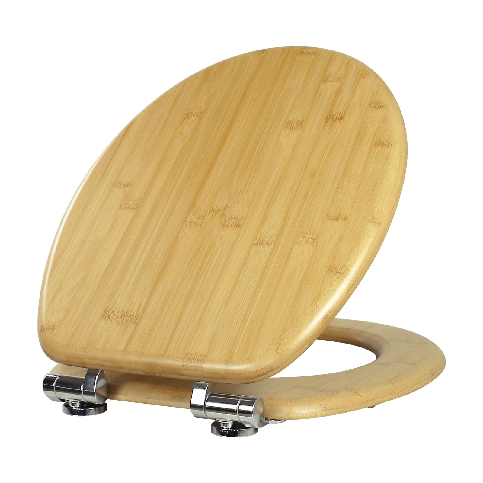 Fanmitrk Natural Solid Wood Toilet Seat-Wooden Toilet Seat,Soft Close with Metal Hinges,Easy to Install Easy to Clean