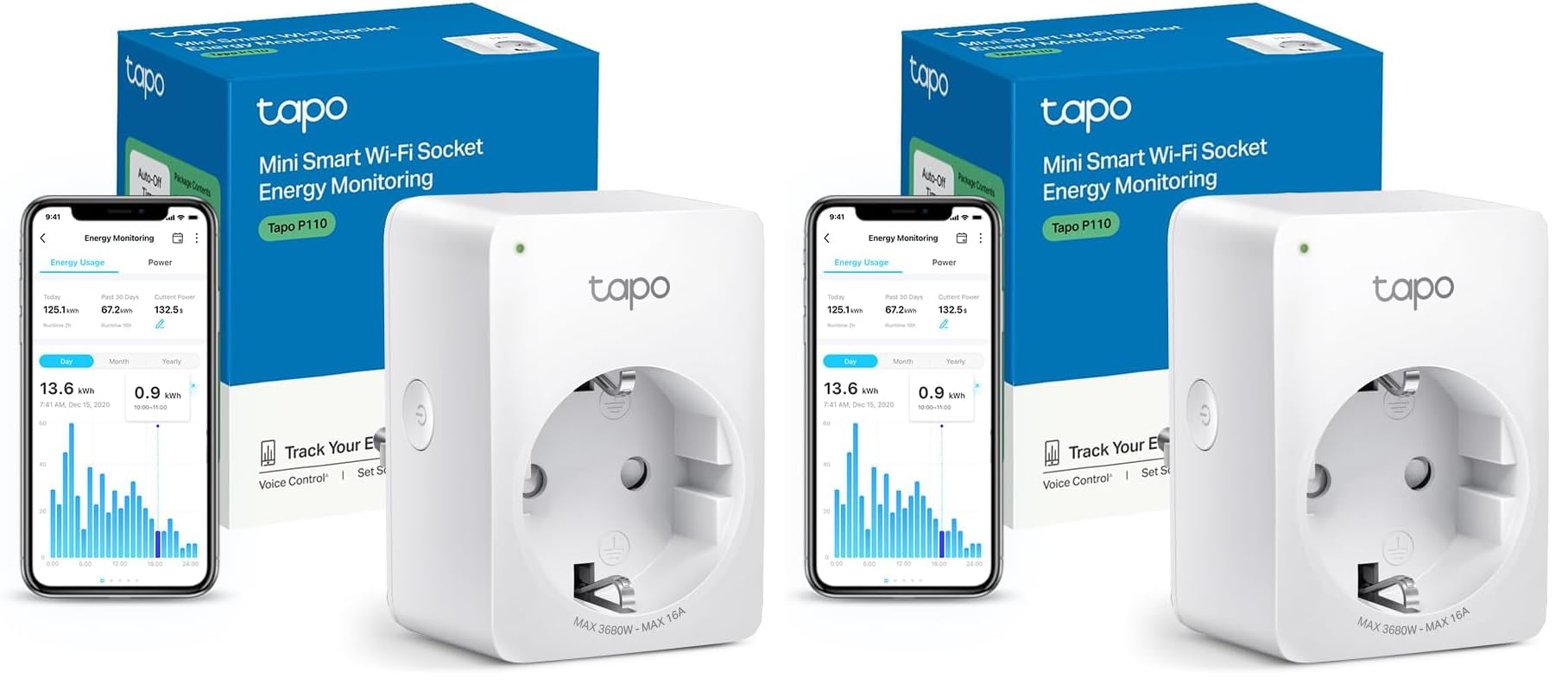 TP-Link Tapo P110 - Mini Enchufe Inteligente Wi-Fi (con Monitoreo Energético),Programar el Encendido/Apagado, Ahorro Energía, Compatible con Alexa y Google Home (Paquete de 2) en oferta en Amazon