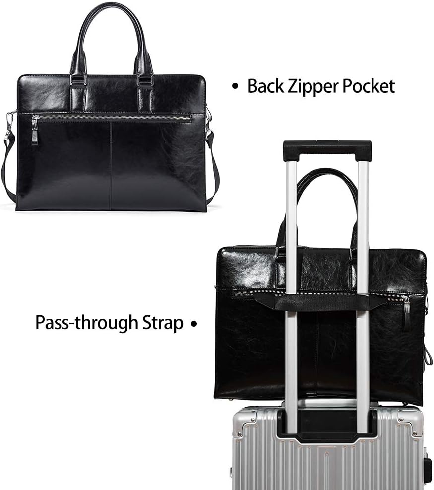 BOSTANTEN Women Genuine Leather Briefcase Tote Business Vintage Handbag 15.6" Laptop Shoulder Bag Brown - Image 5