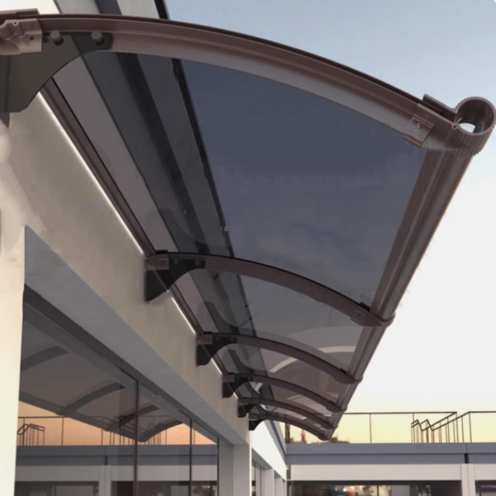Zadaszenie do drzwi wejściowych, brązowy aluminiowy wspornik, namiot przeciwdeszczowy, namiot przeciwdeszczowy z silną odpornością na uderzenia, daszek na okno ogrodowe, osłona przeciwpożarowa