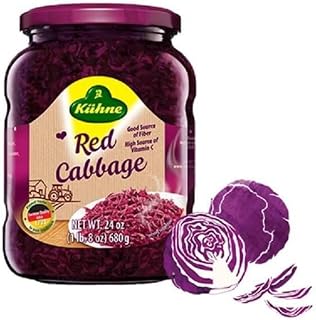 Kuhne Red Cabbage 24 oz Jar - Authentic German Style Sweet Tangy Canned Vegetables