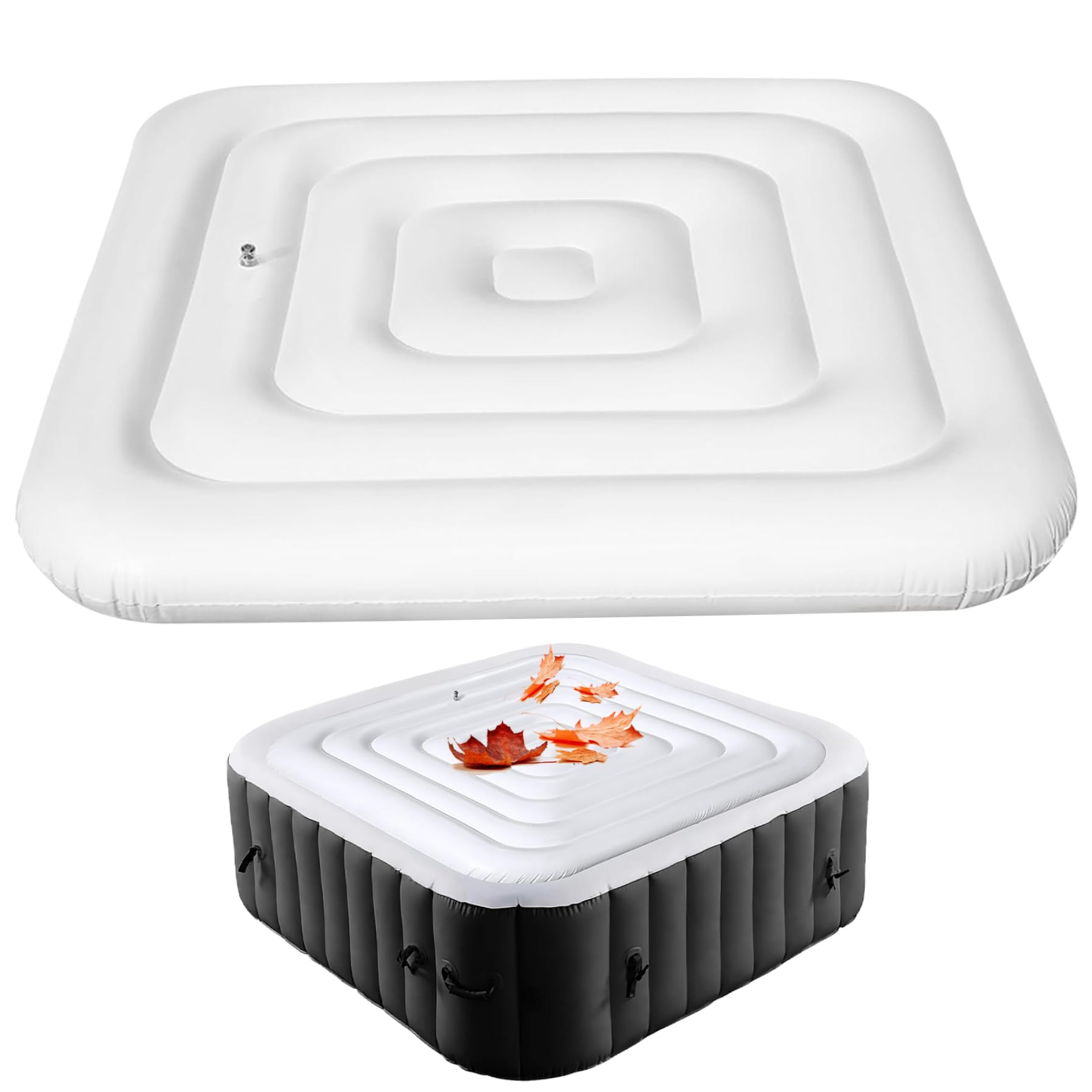 Couverture de Spa Gonflable Ronde de 57 Pouces, avec Valve, Coupe-Vent, résistante à la Neige, isolée, carrée