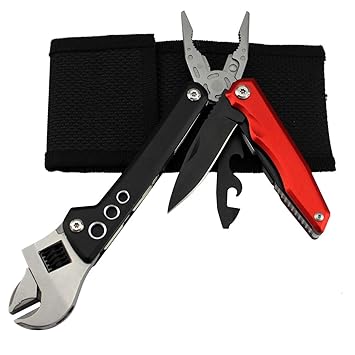 Shivexim Adjustable Wrench Knife With 3 Changeable Screwdrivers, With Pillar, 9 Function Multi Utility Tool (Multicolor)