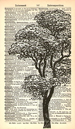 BIG TREE ART PRINT - VINTAGE ART PRINT - NATURE Art Print - BOTANICAL ART PRINT - Illustration - Vintage Dictionary Art Print - Wall Hanging - Home DÃ©cor - Housewares - Book Print 9A