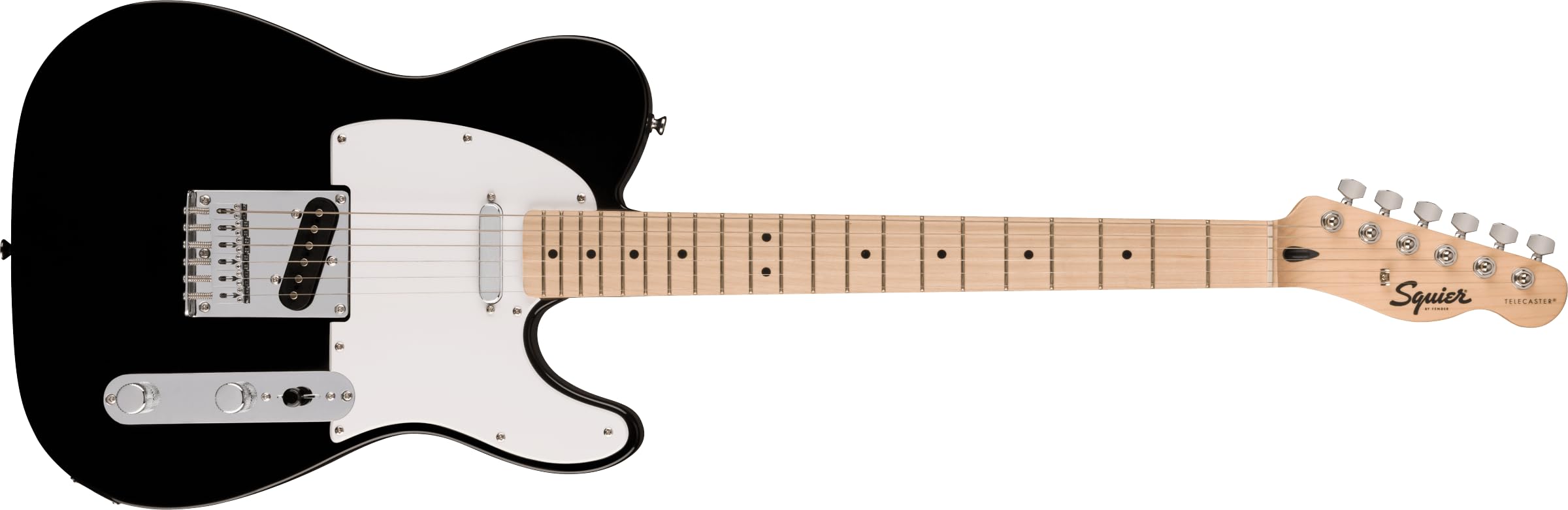 Squier by Fender スクワイヤー エレキギター Squier Sonic™ Telecaster®, Maple Fingerboard, White Pickguard, Black ソフトケース付き