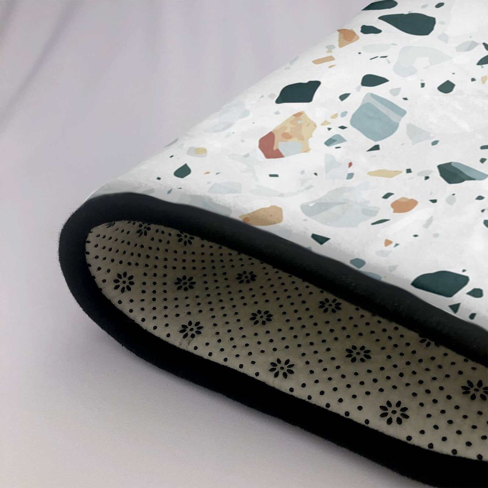 Terrazzo - Tapete antideslizante de franela de mármol pastel de 63 x 48 pulgadas, tapetes para puerta delantera y trasera, tapetes para interiores y exteriores