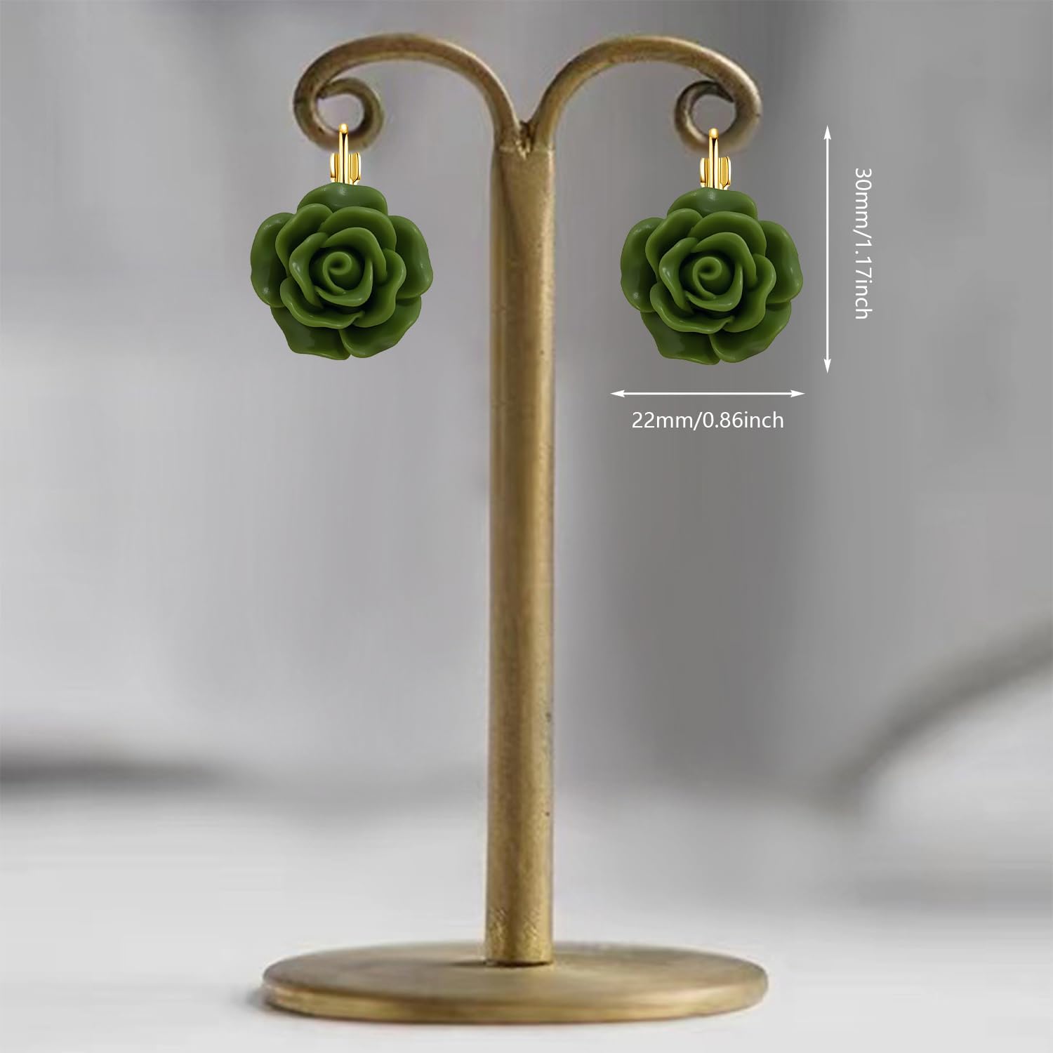 Velvet Acrylic Rose Flower Lightweight Dangle Drop Earrings Vintage Camellia Floral Leverback Earrings for Women - Image 5