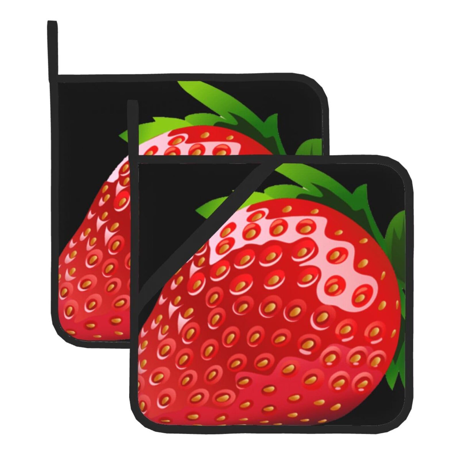 strawberry clipart Heat Resistant Pot Holders Set of 2 Non-slip Hot Pads with Hanging Loop for Kitchen Cooking Baking BBQ