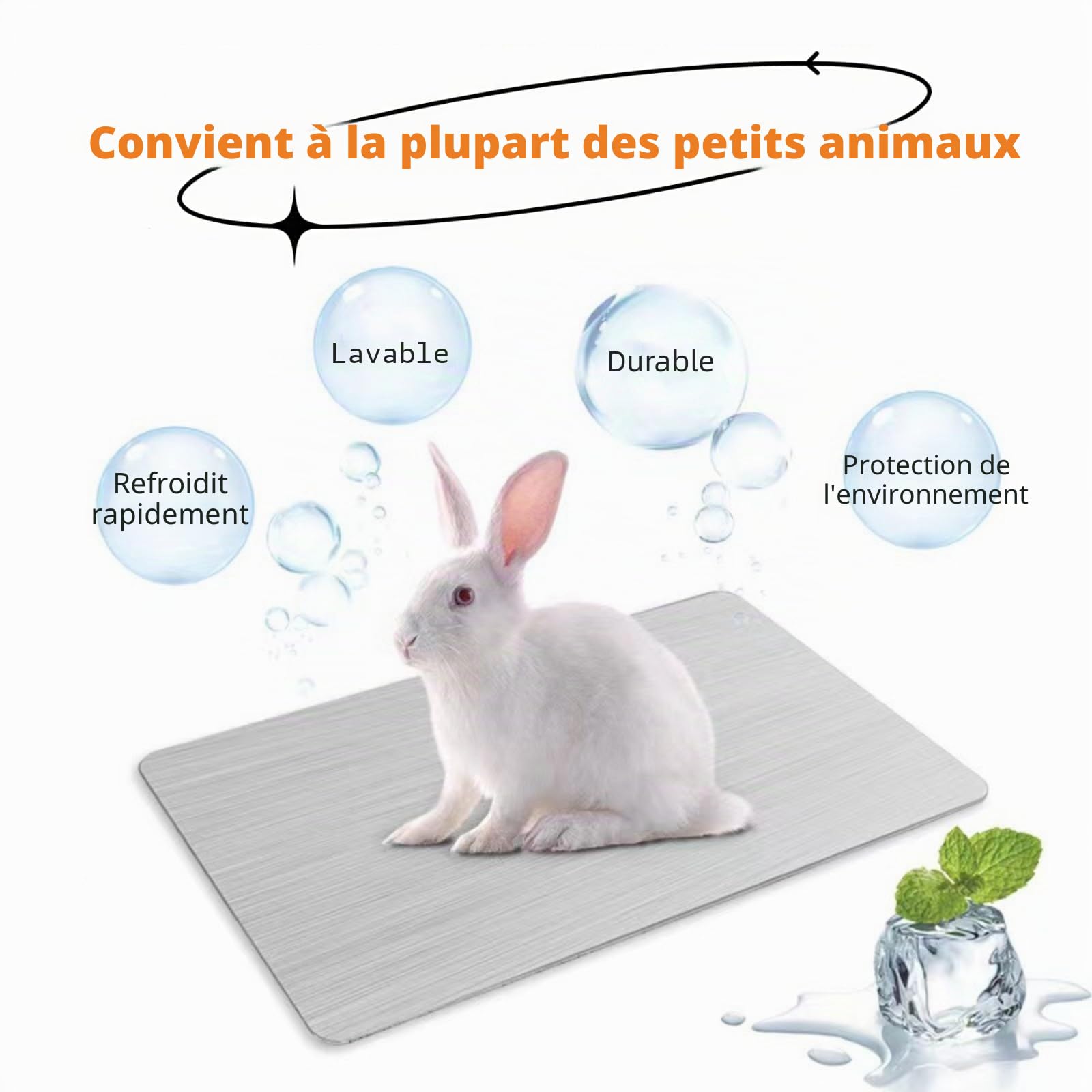 Coussin rafraîchissant pour lapins, coussin de refroidissement pour animaux de compagnie, plaque de refroidissement en alliage d'aluminium, pour cochon d'Inde, hamster, lapin, etc. (300 x 200