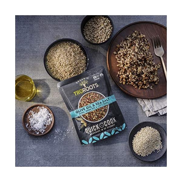 TruRoots Organic Quick Cook Olive Oil and Sea Salt Quinoa, Brown Rice and Lentil Blend, 8.5 Ounces (Pack of 8), Ready to Eat in 60 Seconds, Certified USDA Organic, Non-GMO Project Verified