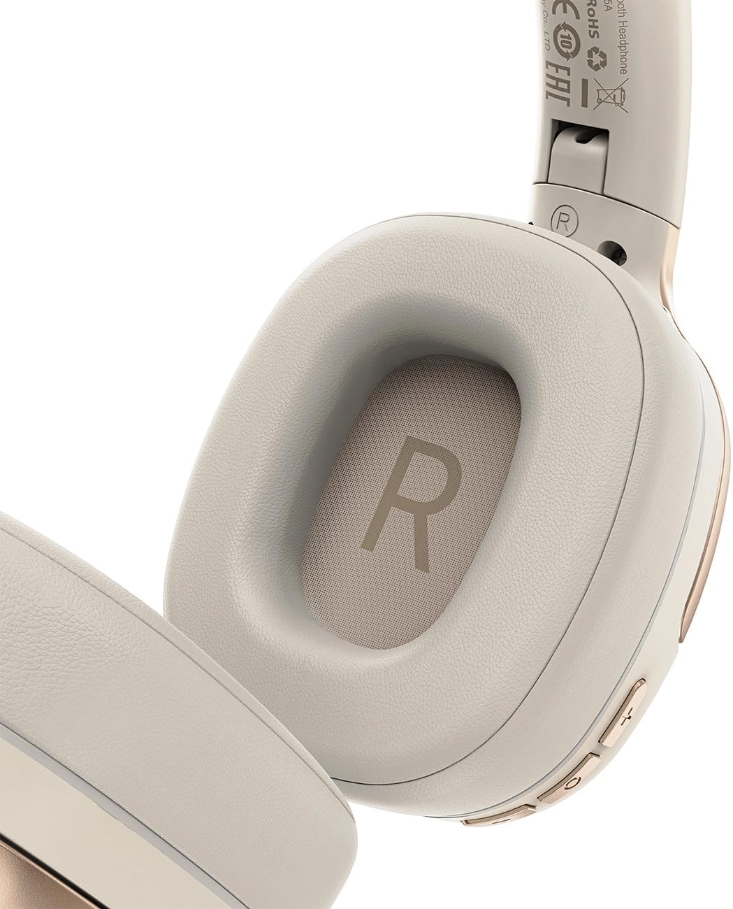 Close-up of ACEFAST H2 earcup interior with 'R' for Right ear indicator