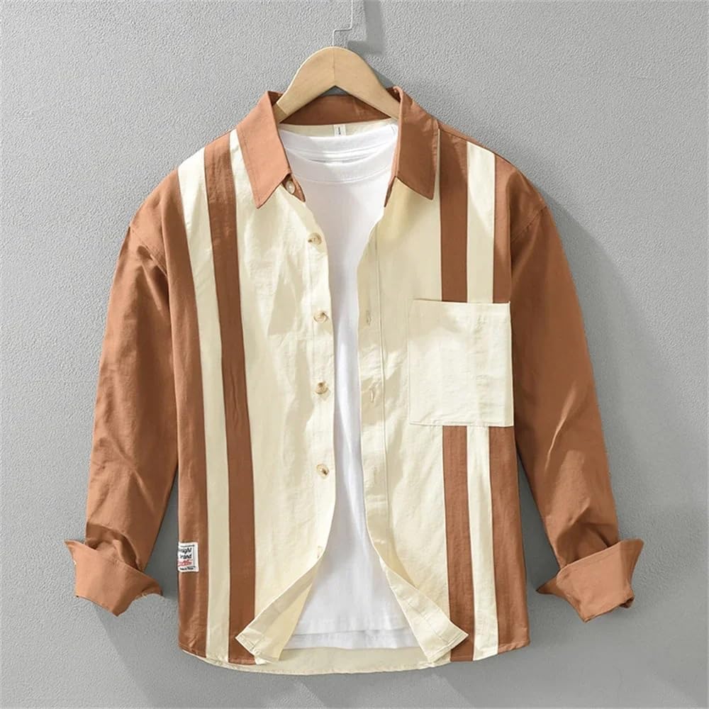 Spring Autumn Men's Long Sleeve Shirts Vintage Casual Shirt for Men Tops