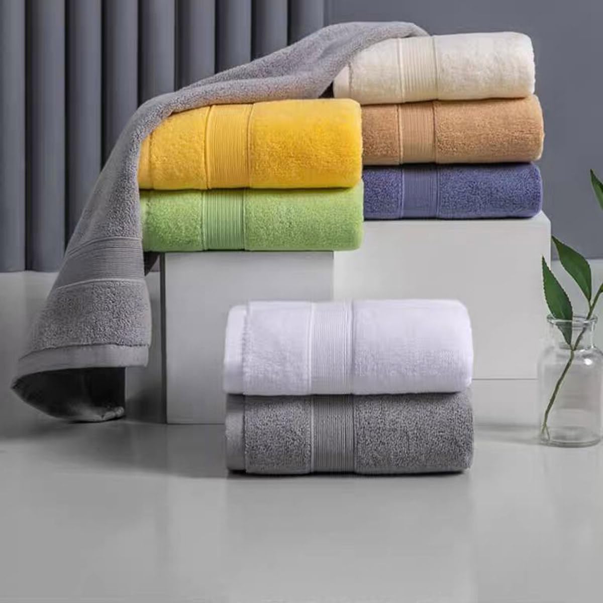 JININQ Juego de 2 toallas de mano suaves 100% algodón, 34 x 74,9 cm, para baño, gimnasio, hogar, color verde