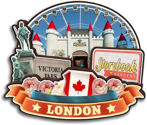 London Ontario Canadá - Imán de madera para nevera, colección de madera 3D, hecho a mano, recuerdos de la ciudad de viaje, imán para nevera,