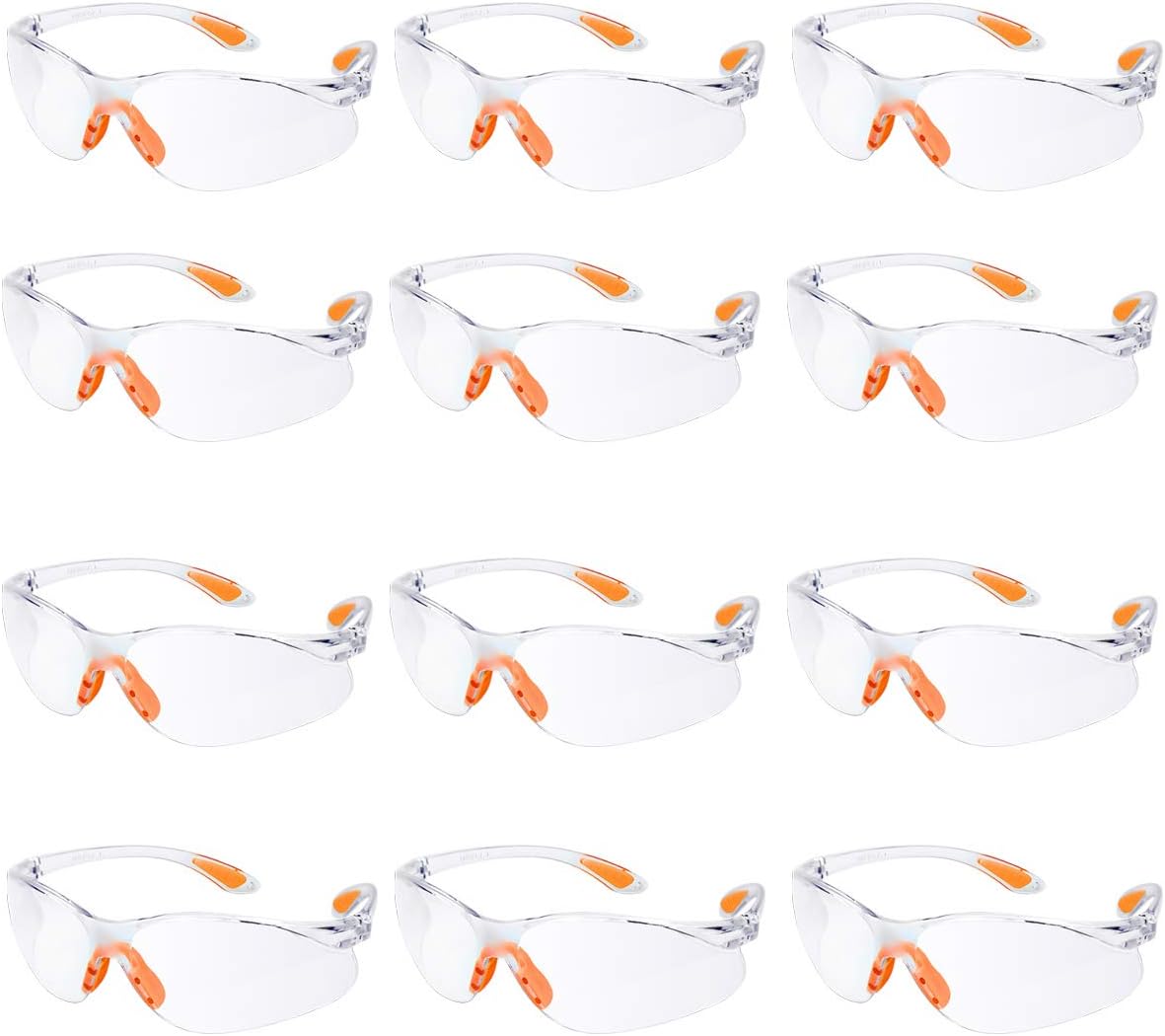 Safety Glasses 12 Pack Protective Eyewear Safety Goggles Eye Protection Safety Spectacles Work Glasses with Clear Lenses Security Glasses Anti Dust/Scratch/Mist/Wind