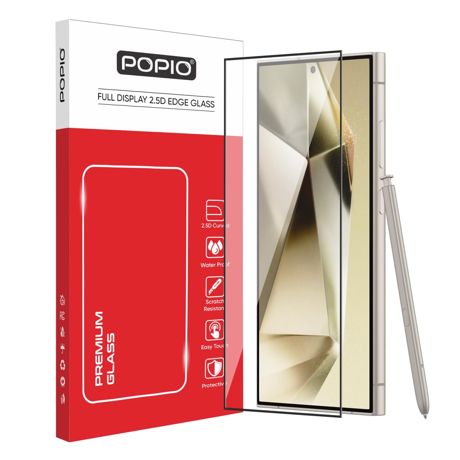 Military-Grade Gorilla Tempered Glass For Samsung Galaxy S24 Ultra (Black) 9H Hardness, Edge-to-Edge Full Coverage, Anti-Scratch, Bubble-Free, Ultra Clear HD Glass, Oleophobic Coating, Face ID Compatible