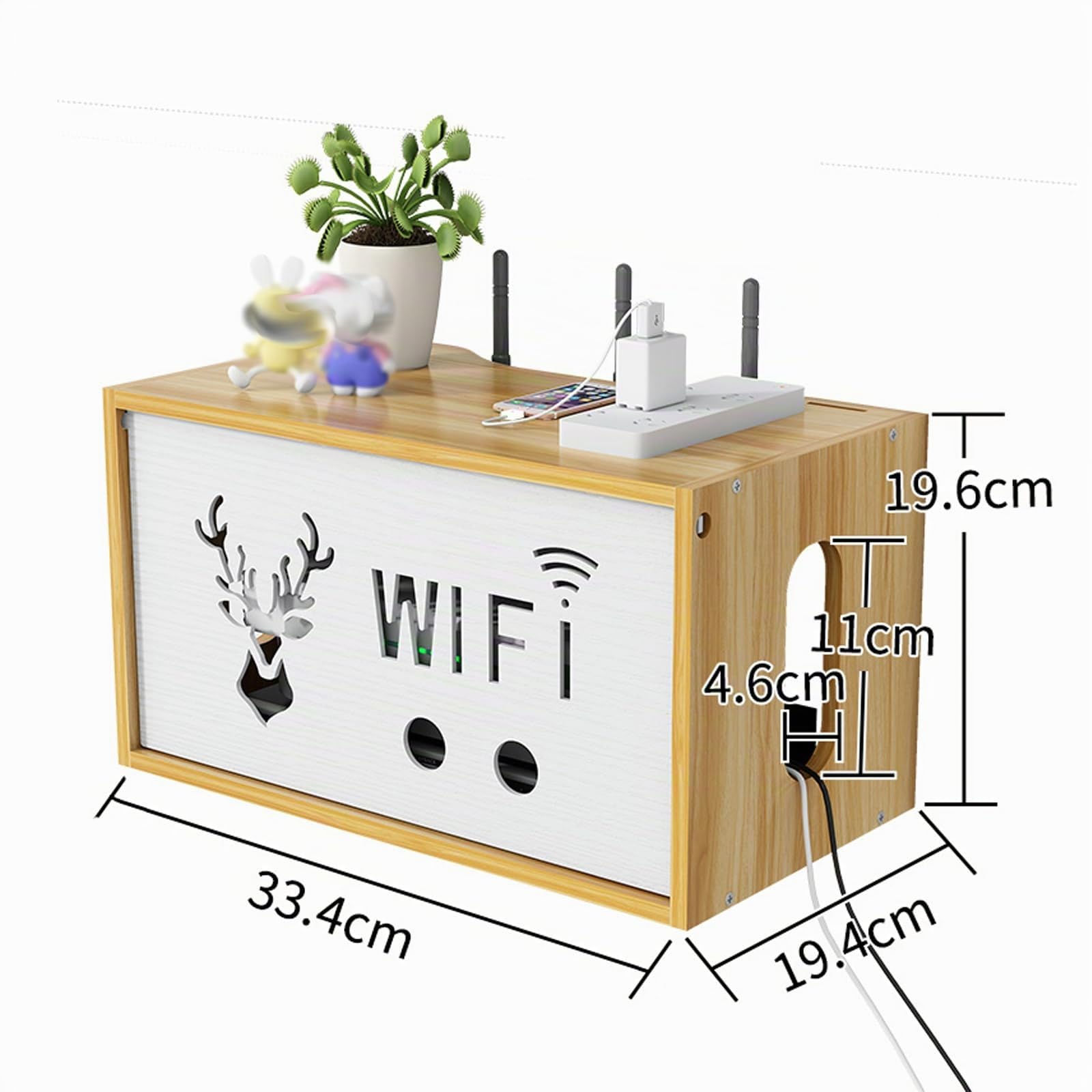 Catekro Routeur WiFi Boîte de Rangement, Étagères Flottantes, TV Rack Top Rack Mural Multicouche Rangement Rangement Étagère, Meuble TV Étagères Murales (Marron-bois-OA271)