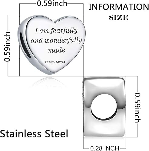 Miniatura 2 de MUERDOU Pulsera con dije de corazón en forma de versículo bíblico cristiano, oración, fe, joyería religiosa, regalos para mujeres