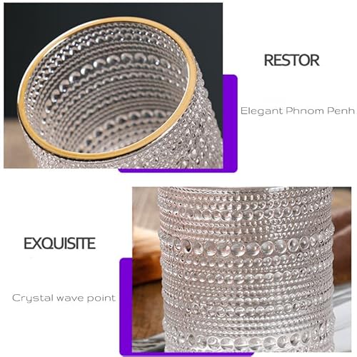 Bandesun Romantic Water Glasses, 12 Oz Hobnail Drinking Glasses Set 6, Embossed Vintage Glassware Set For Beer, Cocktail, Soda, Beverage Clear… #TOP3
