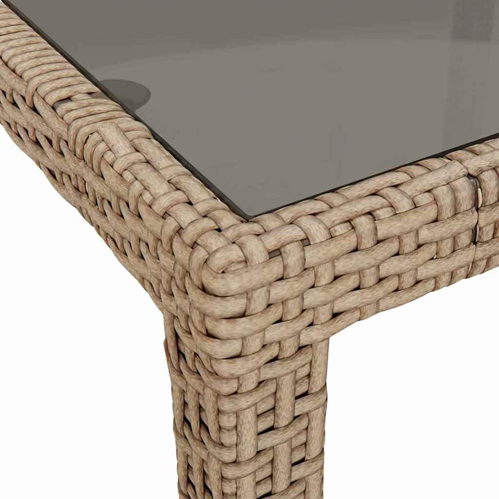 Tavolo da giardino beige, 90 x 90 x 75 cm, in polyrattan con telaio in acciaio verniciato a polvere, resistente ai raggi UV, robusto e stabile, per esterni, terrazza, balcone e giardino
