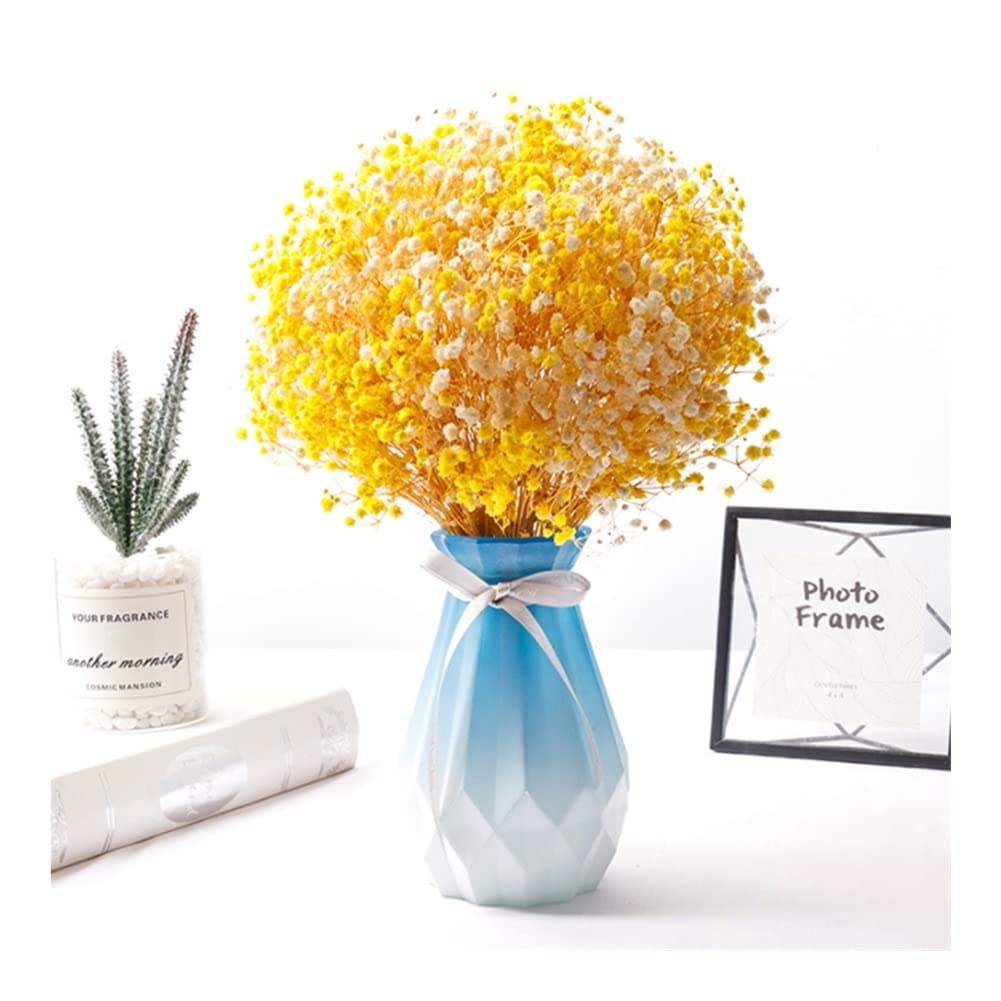 XDLEDMKIZ DIY Artificial Flowers Baby's Breath Flowers, Fake Flower Gypsophila Bouquets with Vase for Home Dining Table Window