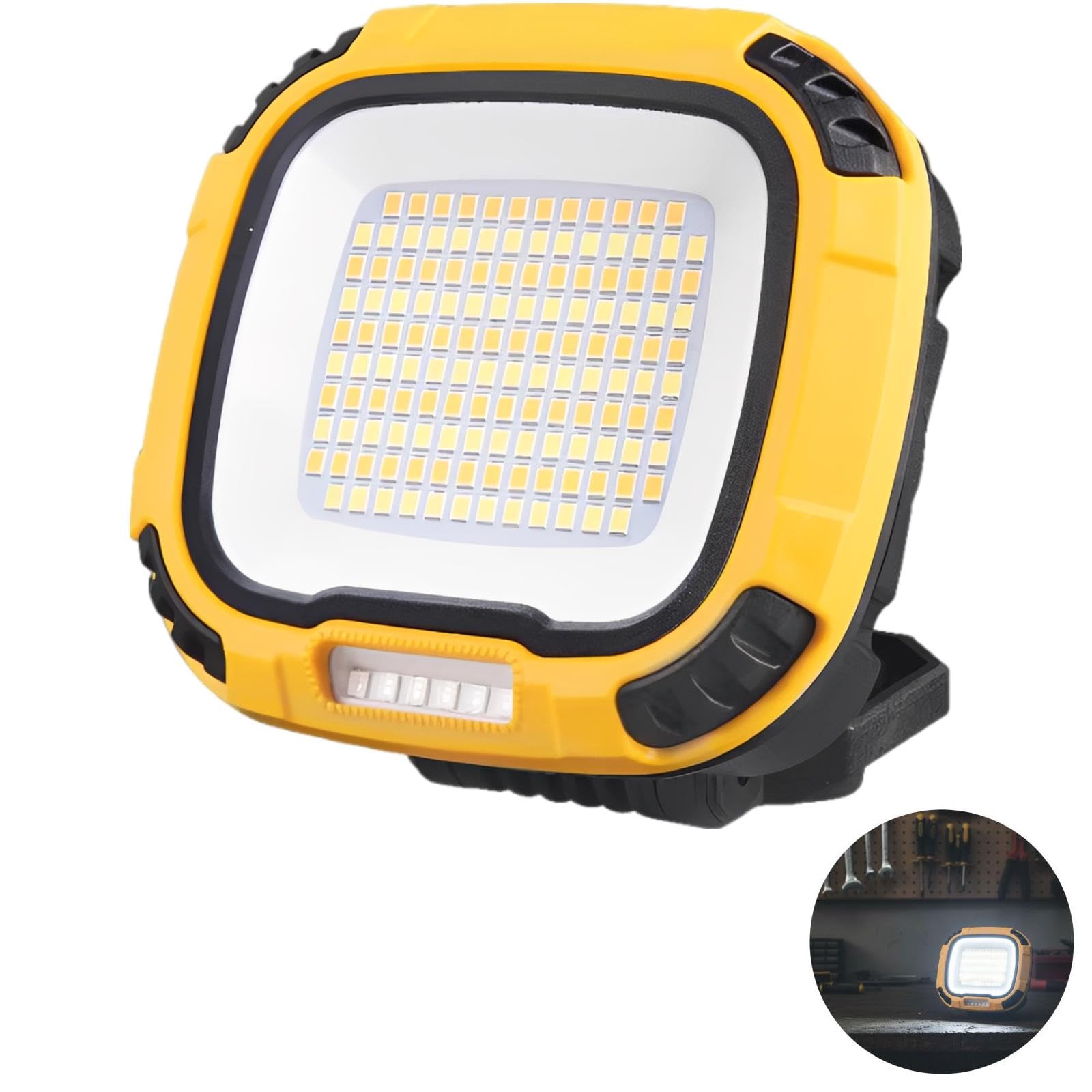 Lampa robocza z dużą siłą mocowania, światło LED z haczykiem, ładowalna lampa zewnętrzna, 4 tryby jasności, czas pracy 2 do 3 h, wodoodporność IPX4, funkcja powerbanku USB, 2 szt