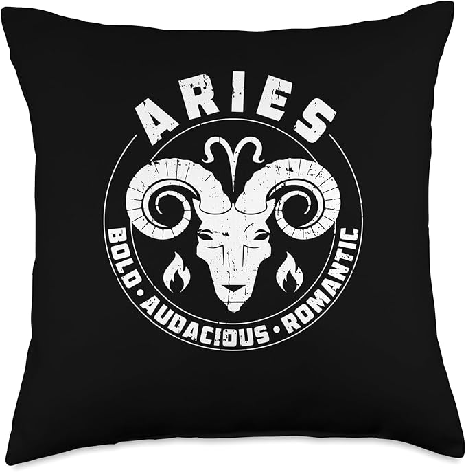 Aries Sign Horoscope - Zodiac Star Starsign Traits Throw Pillow