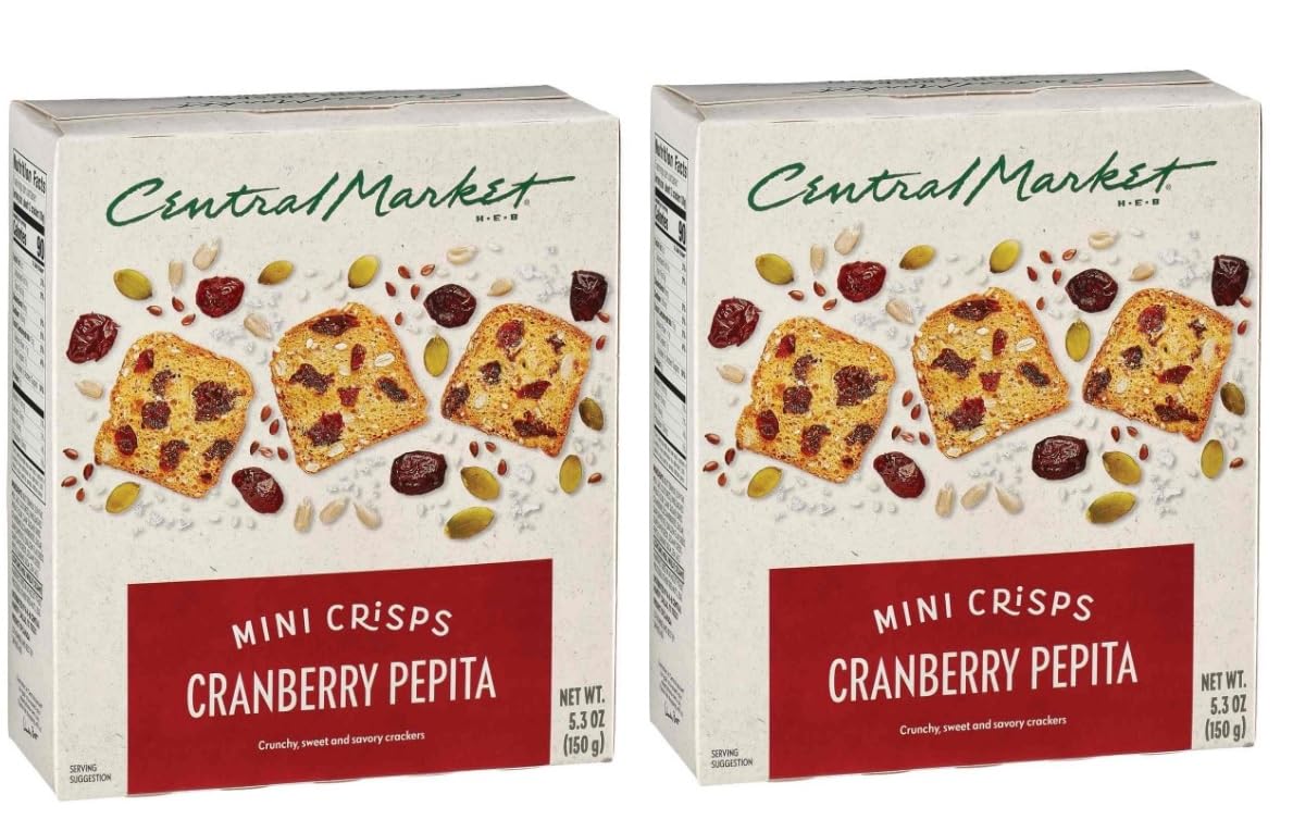 H-E-B Central Market Mini Crisps Crackers 5.3oz - 2 boxes (Cranberry Pepita)