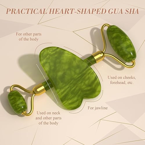 Miniatura 5 de YLTNEUQER Juego de rodillo de jade y Gua Sha  Juego de cuidado facial de la piel, herramientas de belleza facial, herramientas de cuidado de la piel