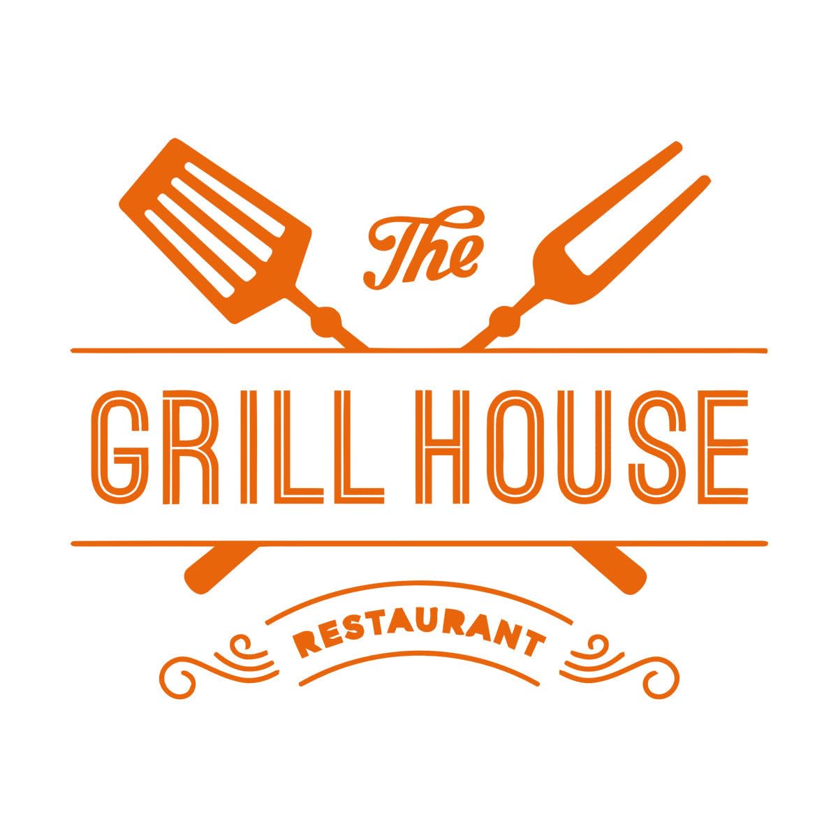 Engraving Stickers Restaurant Meat Beef Forks Grill House Menu Steak 68x84.5cm Glass Stickers Orange