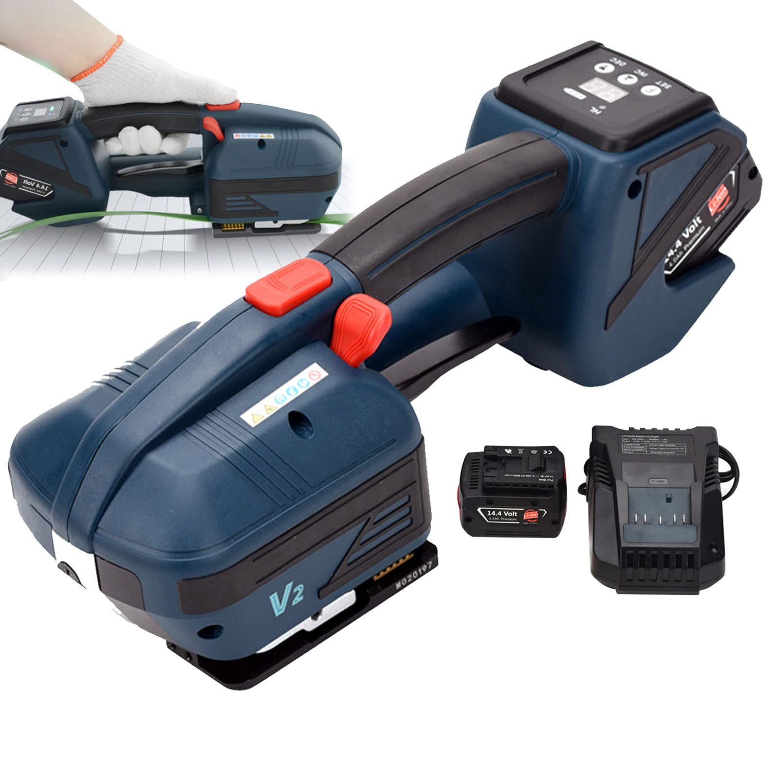 THERES Máquina flejadora de Soldadura Manual eléctrica, Ancho de Correa de 13-16 mm Herramienta flejadora de Soldadura eléctrica Máquina flejadora automática portátil para flejado de Pet/PP