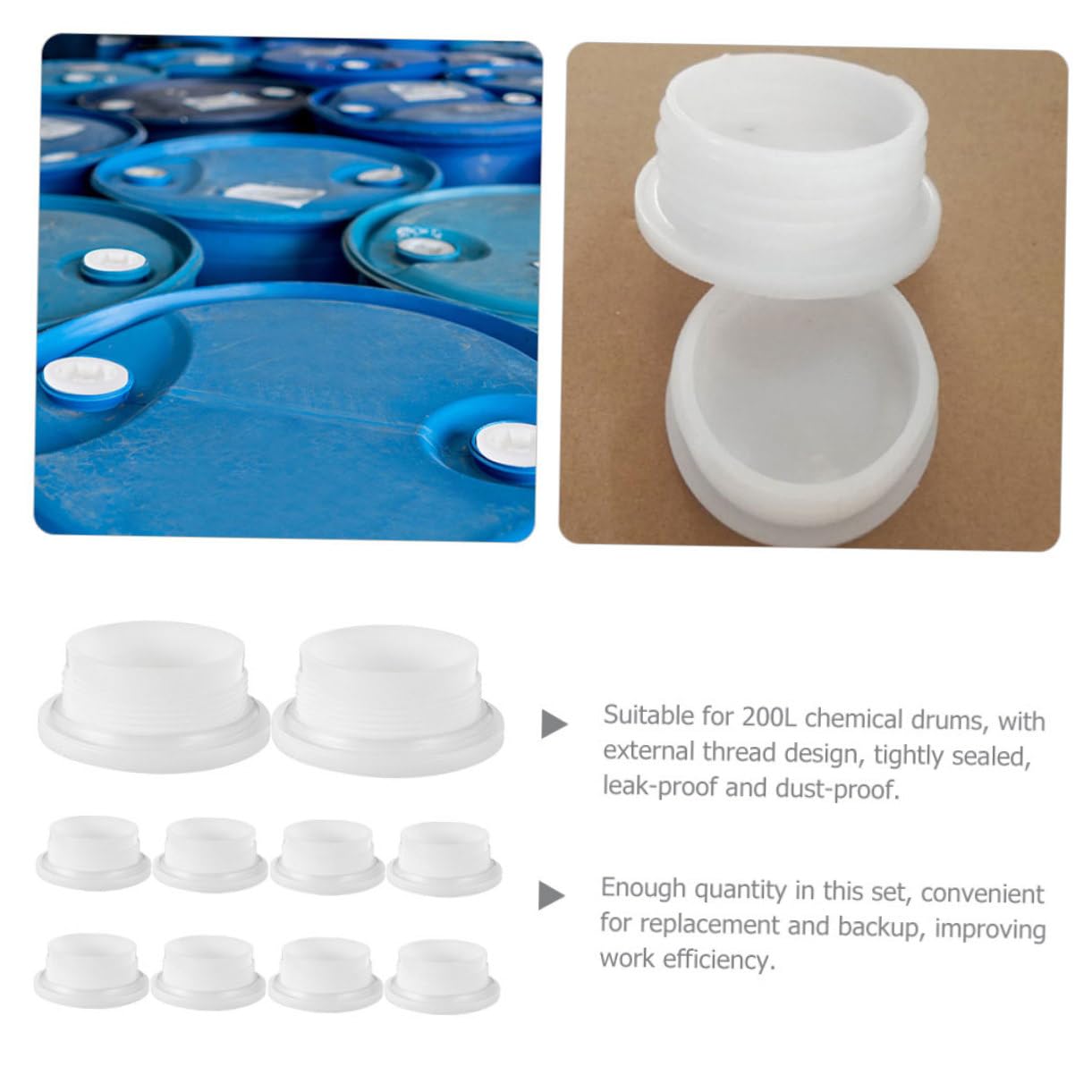 CHILDWEET 20pcs Threaded Barrel Lid Water Caps Oil Barrel Seal Caps Pump Oil Barrel Plug Oil Drum Seal Caps Chemical Tank Lid Bung Cap Powered Ibc Can Cap Oil Drum Caps Keg Ram White Plastic