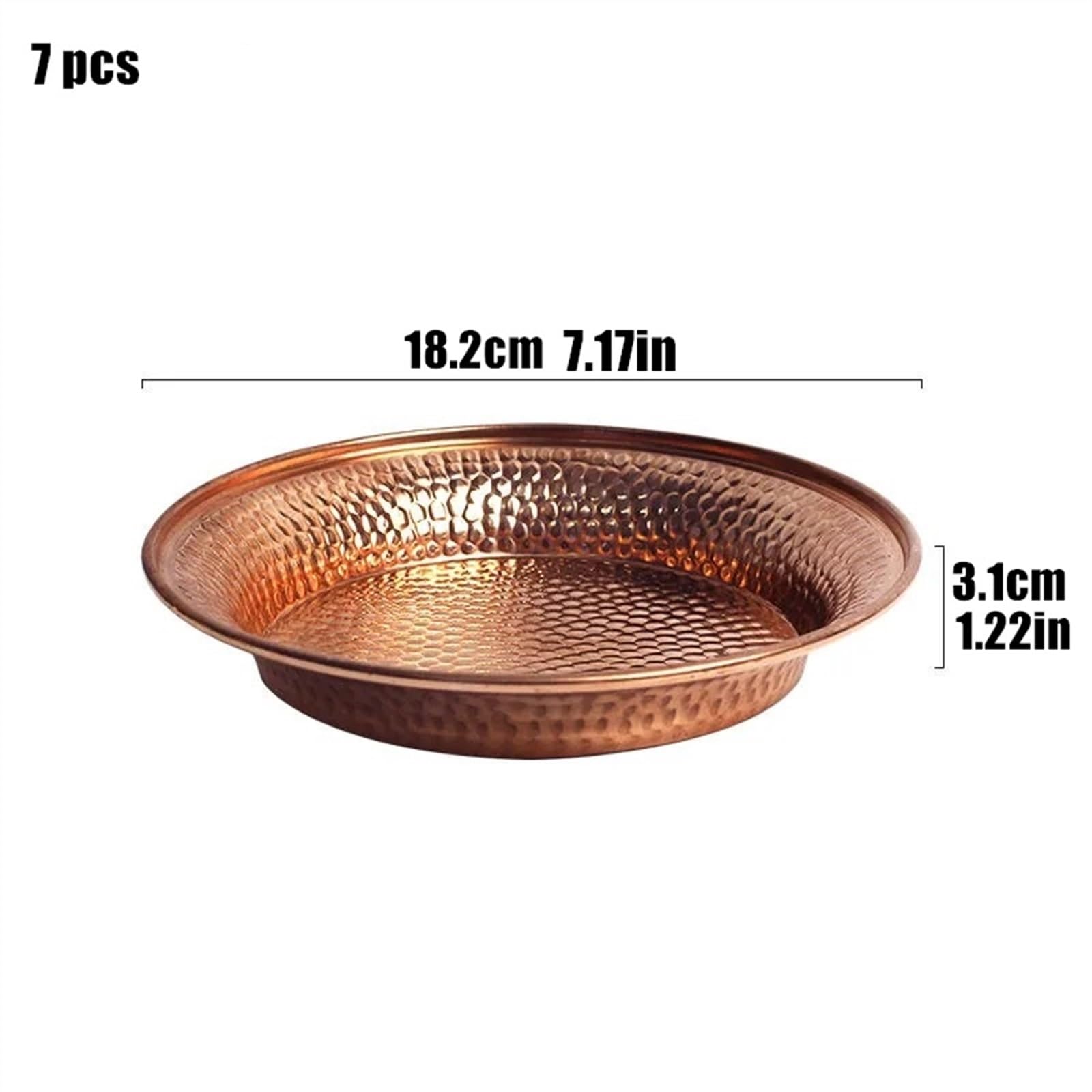 Zestaw 7 talerzy sałatkowych z czystej miedzi o średnicy 18,2 cm. Eleganckie talerze obiadowe na desery, owoce, pieczywo, przekąski, luksusowa dekoracja kuchni i jadalni, prezent ślubny(18.2cm)