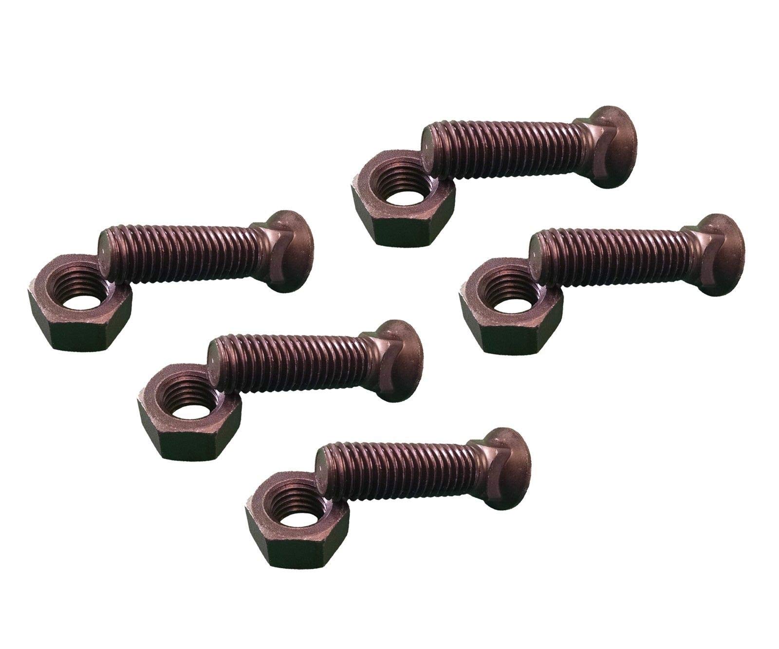 5 - Plow Bolt & Nut for Blades/Cutting Edge, 3/4-10X2 1/2 - Grade 8, Dome Head