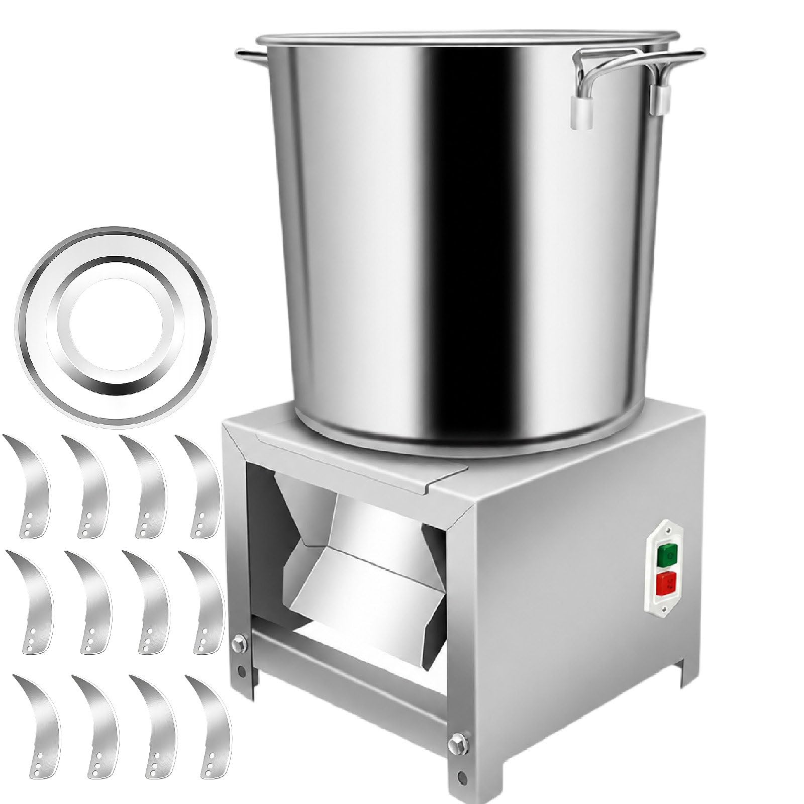 Sushangmao Commercial Vegetable Chopper, 1800w Electric Commercial Vegetable Chopper, 3500rpm Stainless Steel Farm Crusher With 12 Blades, Adjustable Cutting For Chicken Duck Pig Goat Feed 1200w