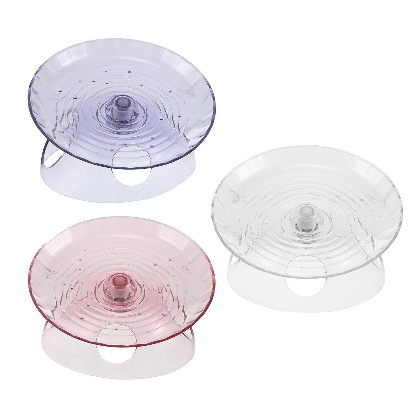 Roue de hamster silencieuse plate avec abri pour petits animaux lot de 3 bleu rose transparent