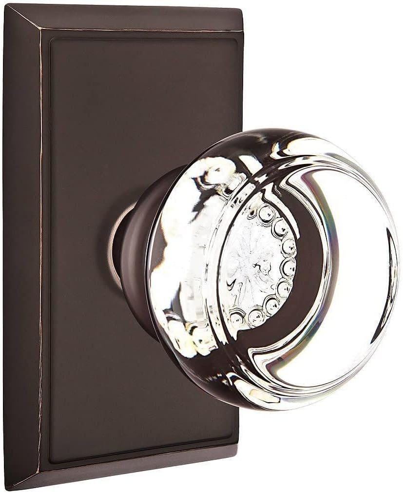 Providence Door Set with Georgetown Crystal Knobs Passage in Antique Brass