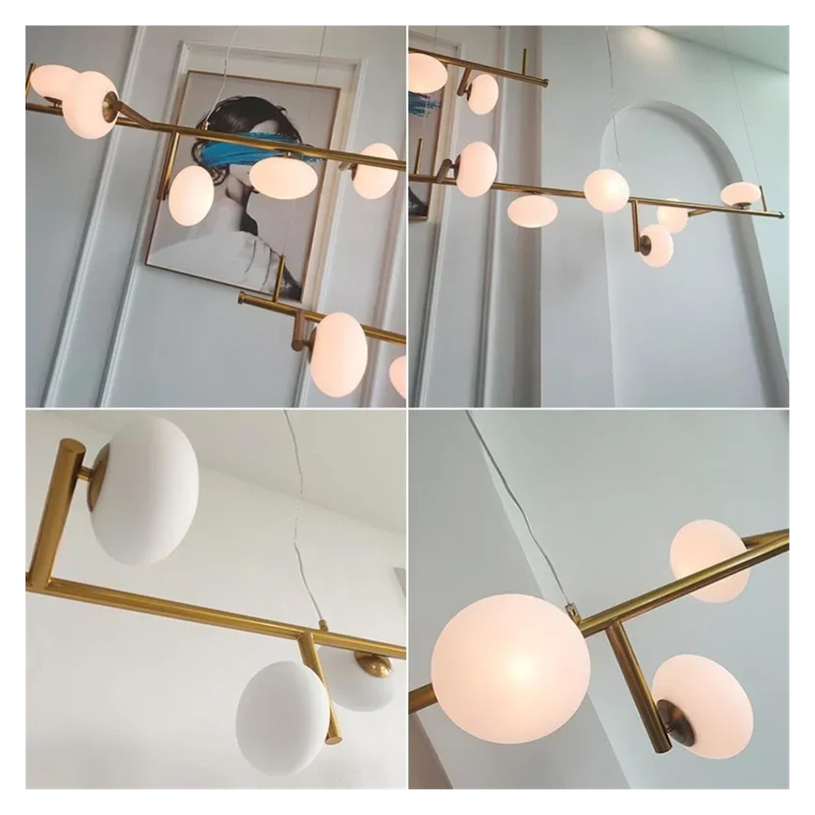 Nowoczesny liniowy wiszący żyrandol LED z matową szklaną kulą, idealny na wyspę kuchenną, sypialnię, jadalnię lub salon (150 cm, kolor czarny, neutralny).