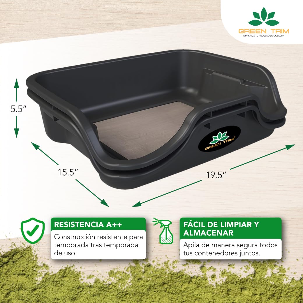 Green Trim-Bandeja de Recorte y recolección XXL, 150 micras de Malla tamiz de Polen, Comodidad para el Trimming Manual con Huecos ergonómicos, Doble Bandeja tamizador. Herramientas Cosecha Incluidas