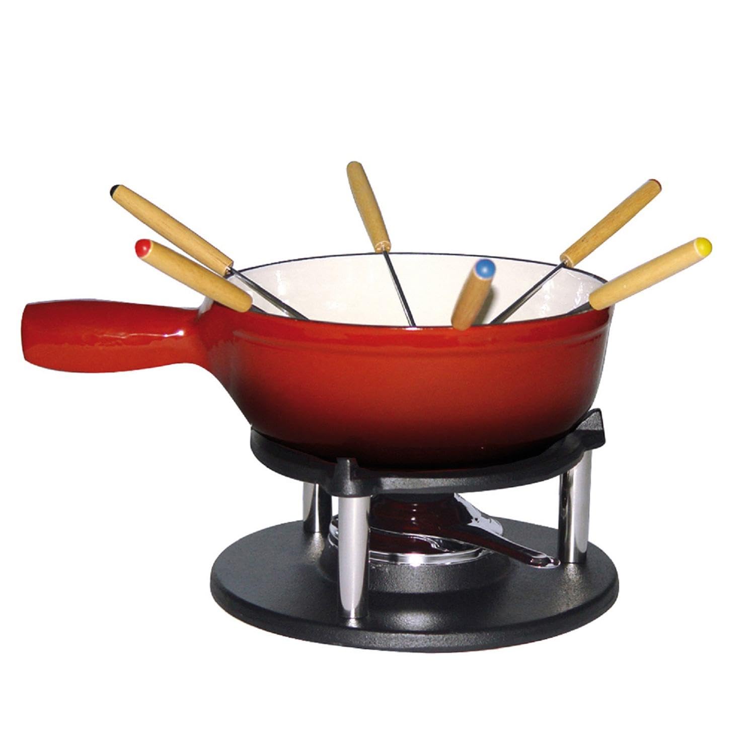 Service à fondue savoyarde Baumalu en fonte émaillée rouge 20 cm